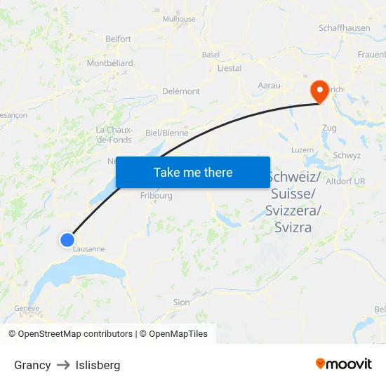 Grancy to Islisberg map