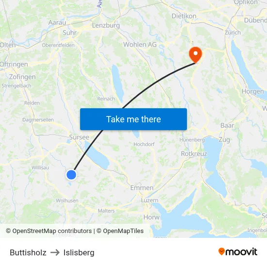 Buttisholz to Islisberg map