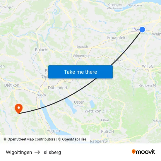 Wigoltingen to Islisberg map