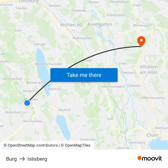 Burg to Islisberg map