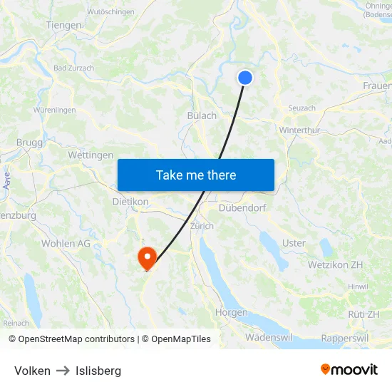 Volken to Islisberg map