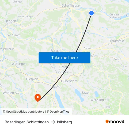 Basadingen-Schlattingen to Islisberg map