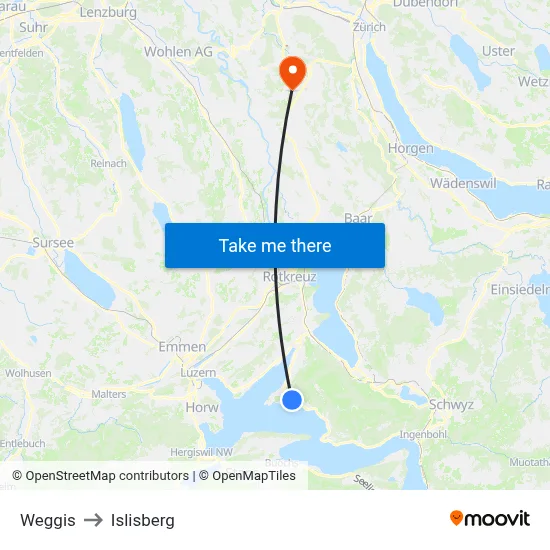 Weggis to Islisberg map