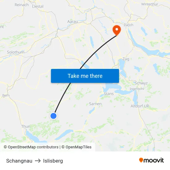 Schangnau to Islisberg map