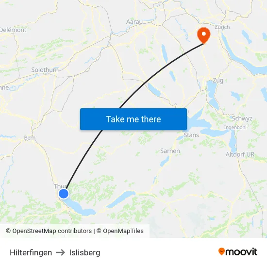 Hilterfingen to Islisberg map