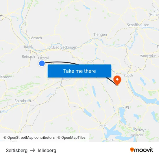 Seltisberg to Islisberg map