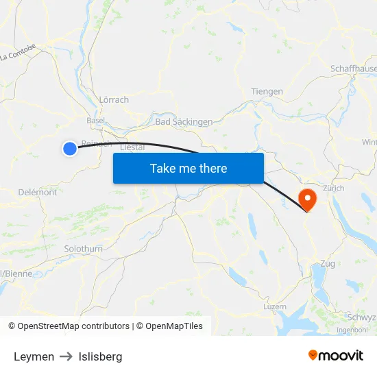 Leymen to Islisberg map