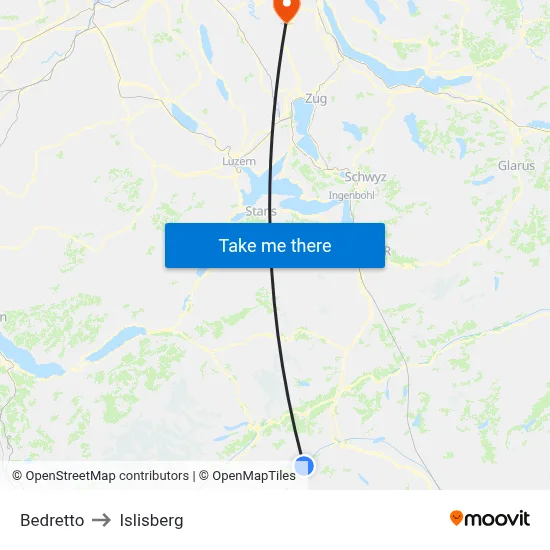 Bedretto to Islisberg map