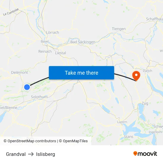 Grandval to Islisberg map