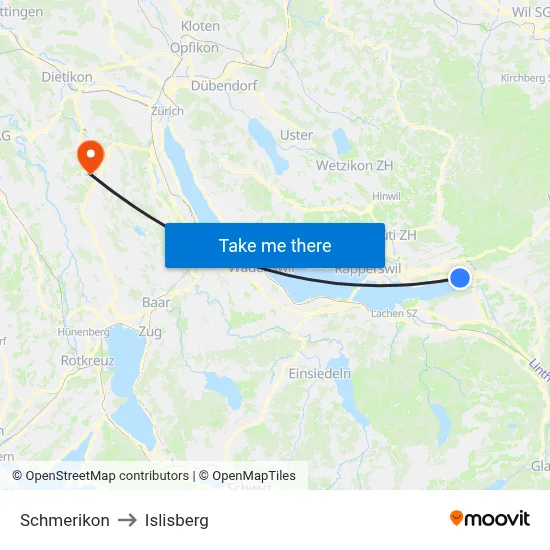 Schmerikon to Islisberg map