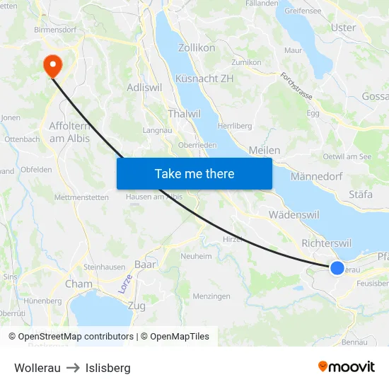 Wollerau to Islisberg map