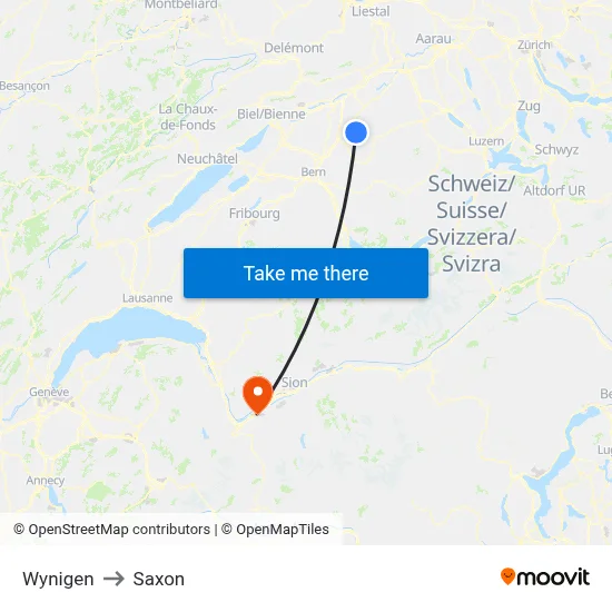 Wynigen to Saxon map