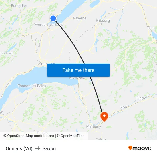 Onnens (Vd) to Saxon map