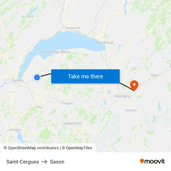 Saint-Cergues to Saxon map
