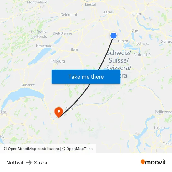 Nottwil to Saxon map
