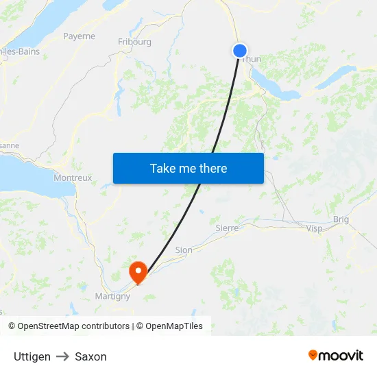 Uttigen to Saxon map