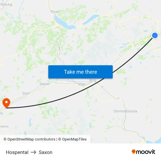 Hospental to Saxon map