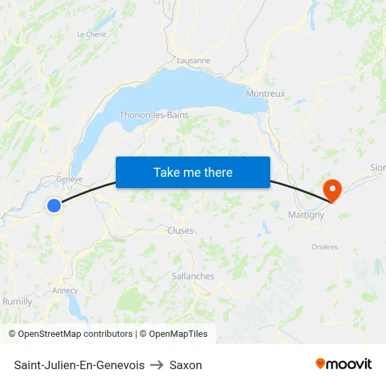 Saint-Julien-En-Genevois to Saxon map