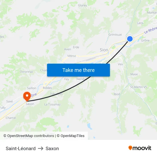 Saint-Léonard to Saxon map