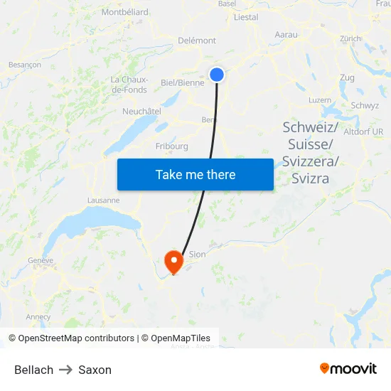 Bellach to Saxon map