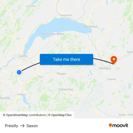 Présilly to Saxon map