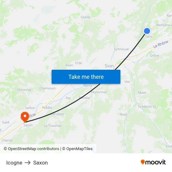 Icogne to Saxon map