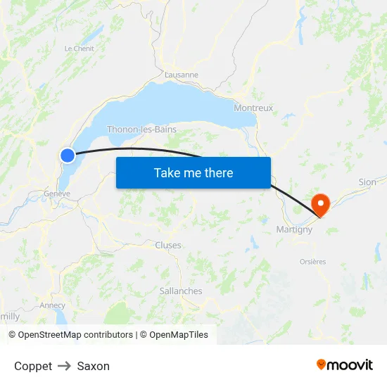 Coppet to Saxon map
