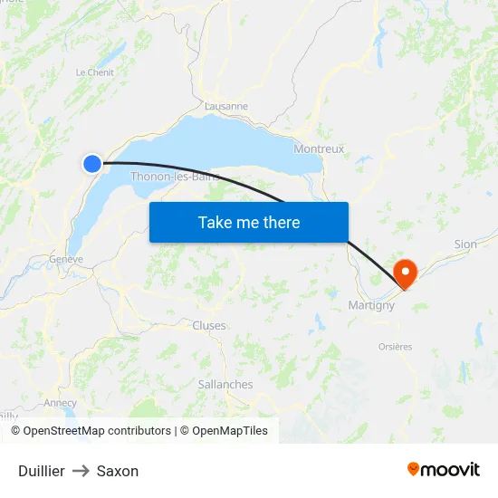 Duillier to Saxon map