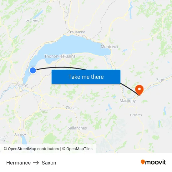 Hermance to Saxon map