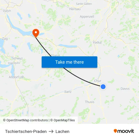 Tschiertschen-Praden to Lachen map