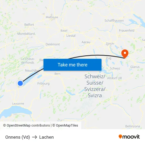 Onnens (Vd) to Lachen map