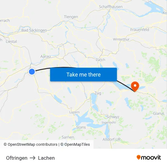 Oftringen to Lachen map