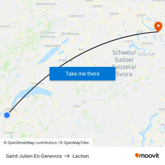 Saint-Julien-En-Genevois to Lachen map