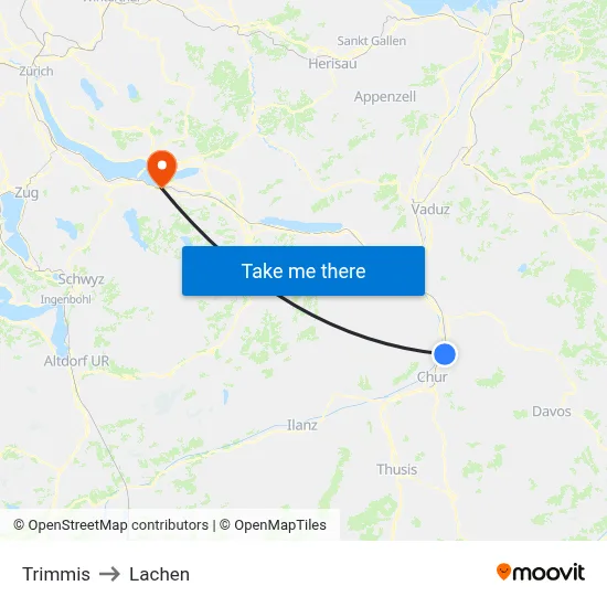 Trimmis to Lachen map