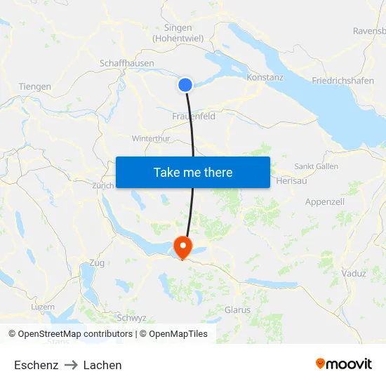 Eschenz to Lachen map