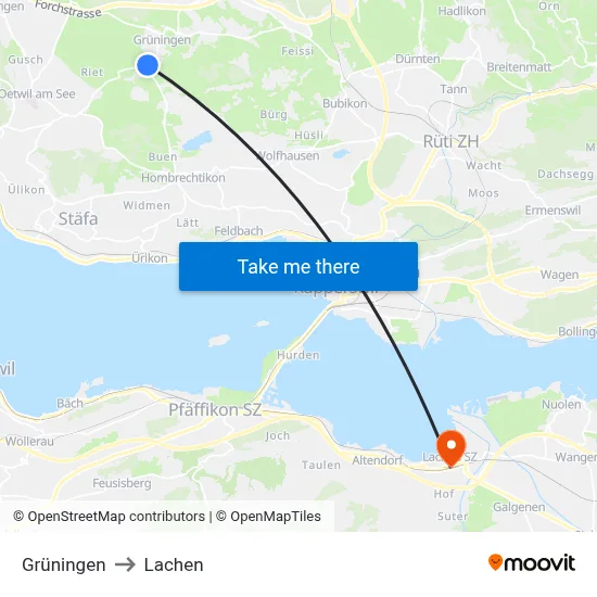 Grüningen to Lachen map