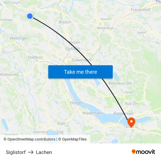 Siglistorf to Lachen map