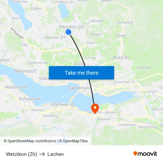 Wetzikon (Zh) to Lachen map