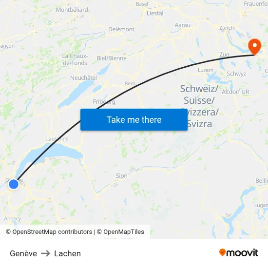 Genève to Lachen map