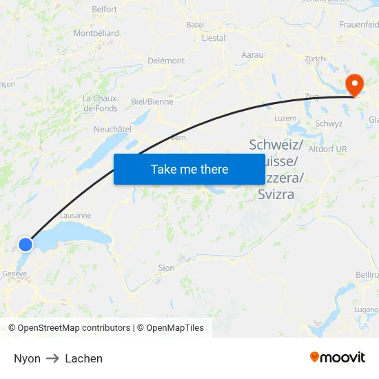 Nyon to Lachen map