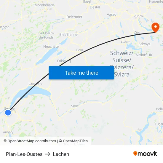 Plan-Les-Ouates to Lachen map
