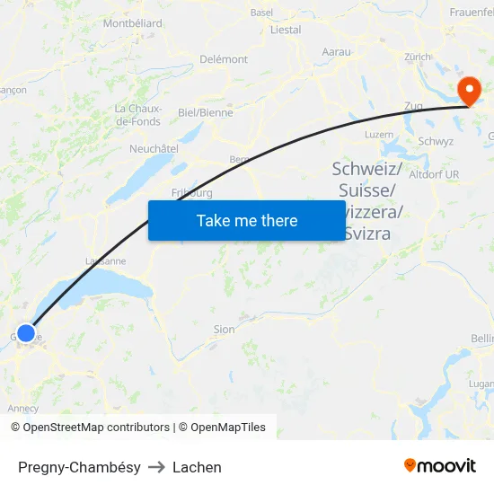 Pregny-Chambésy to Lachen map