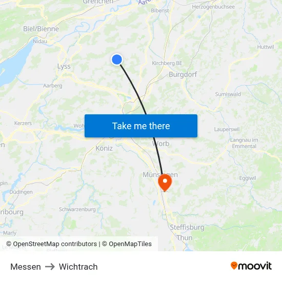 Messen to Wichtrach map
