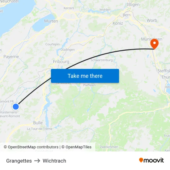 Grangettes to Wichtrach map