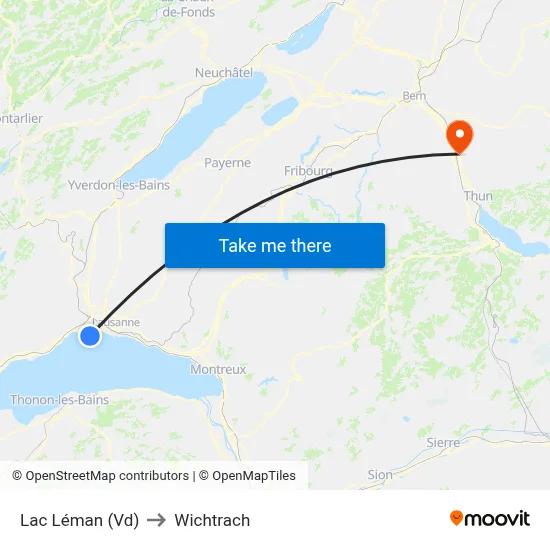 Lac Léman (Vd) to Wichtrach map