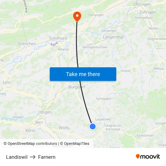 Landiswil to Farnern map