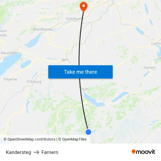 Kandersteg to Farnern map
