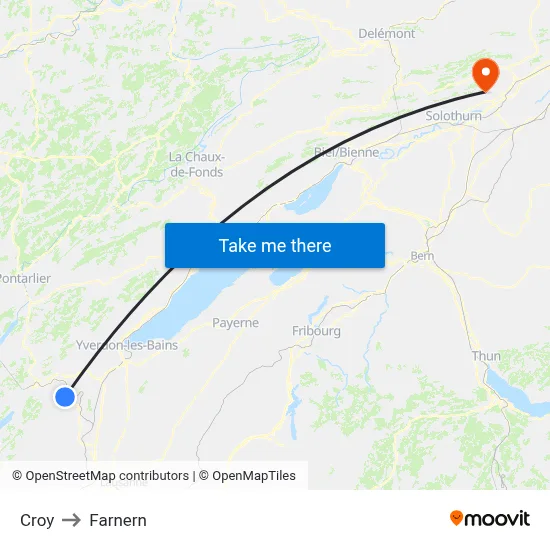 Croy to Farnern map