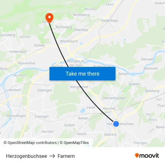 Herzogenbuchsee to Farnern map