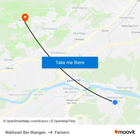 Walliswil Bei Wangen to Farnern map